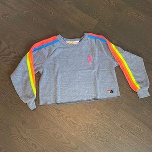 AVIATOR NATION BOLT EMBROIDERY CLASSIC CROPPED CREW SWEATSHIRT - sz M